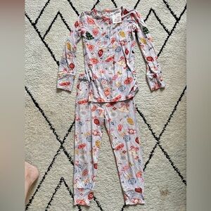 Posh Peanut Kids Long Sleeve Ornament Pajama Set - Pink, Red, Gold